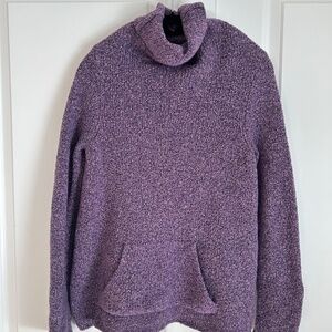 Eileen Fisher merino wool cashmere purple turtleneck fuzzy with pocket oversized